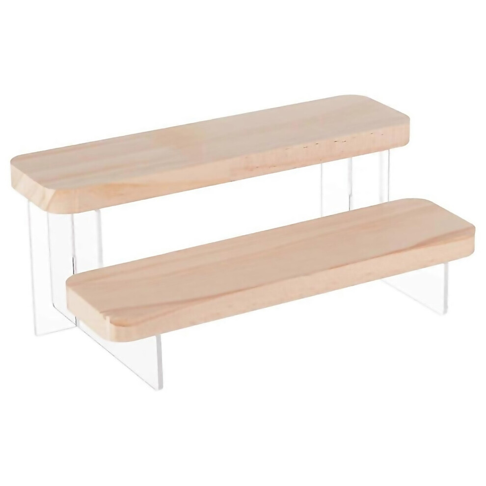For 2tier Figure Display Stand Wooden Tiered Organizer Holder Acrylic Display Risers For Models