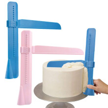 Cake Scraper for Icing Application, Adjustable Plastic Cake Spatula and Fondant Smoother, 2-Piece Baking Tool Set
