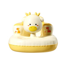 Portable Baby Floor Seat - Foldable Inflatable Non-Slip Cartoon Deer Shape Learning Stool for Toddlers 3 Months and Up
