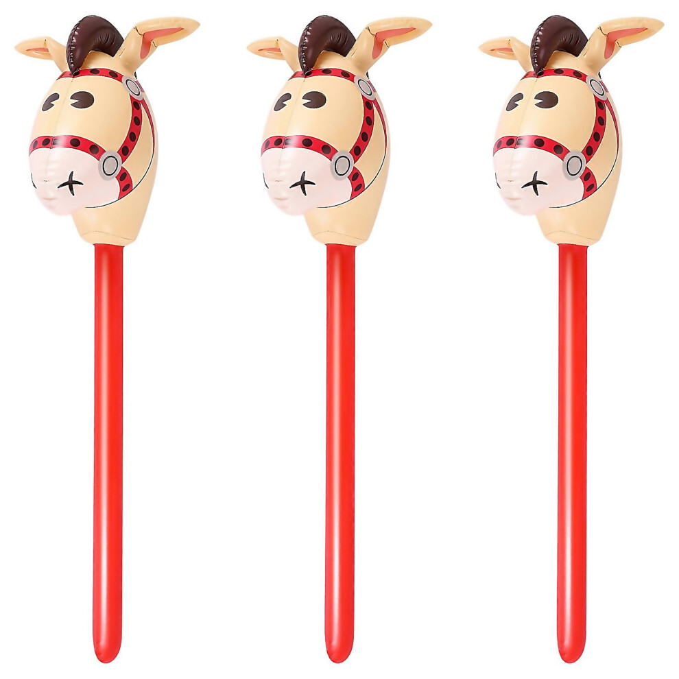 For 3 Pcs Inflatable Horse Heads Cowgirl Stick Pvc Balloon Outdoor Educational Toys For Children-image-OPC-PJWVBHW-NEW
