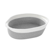Handmade Gray Storage Basket with Handles, Natural Material, Durable Organizer for Home and Office Use