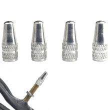 Bicycle Valve Cap - French Style Aluminum Anodized Tyre Valve Dust Cover 4 Pack for Presta Silver Valve Stems