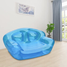 Inflatable Couch Transparent PVC for Adults with 2 Cup Holders, Pink Color, Ideal for Beach, Camping, and Outdoor Use
