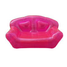 Inflatable Couch with 2 Cup Holders for Adults, PVC Air Sofa for Beach, Office, Outdoor, Travel, Camping, Picnic, Pool, Transparent Pink
