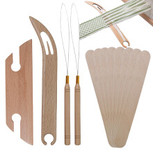 Inkle Weaving Shuttle Kit - Wooden Thread Pen Tool for DIY Fabric Strap Making, Belt Chair Frame, Beginner Textile Accessory