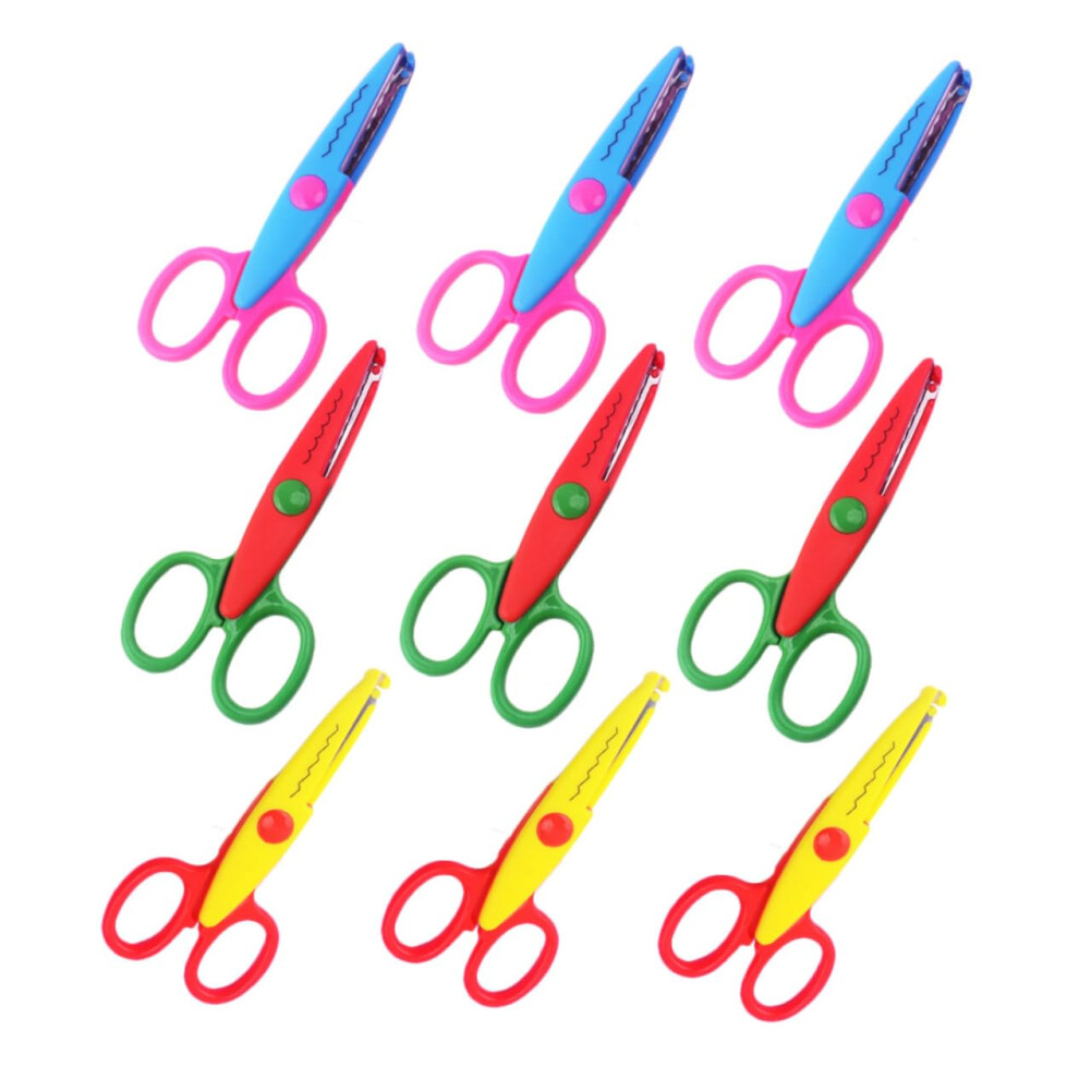 9-Piece Craft Scissors Set for Scrapbooking and DIY Projects, Assorted Colors, Safe and Easy to Use