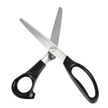 Fabric Scissors Stainless Steel Zigzag Scissors 5mm Half Moon for Sewing Craft Paper with Black Comfort Grip Handle