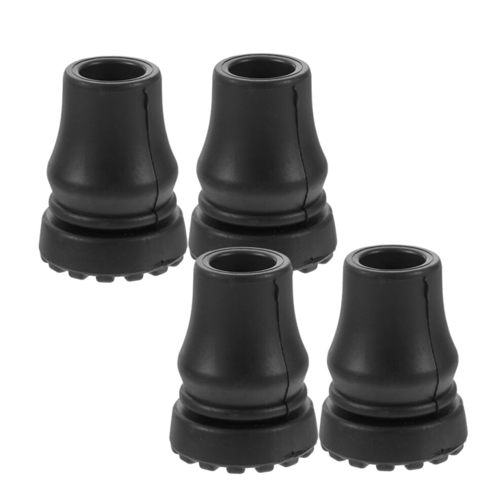 4 Pack Trekking Pole Tips Rubber Covers for Walking Sticks Compatible with Crutches and Hiking Poles, Black