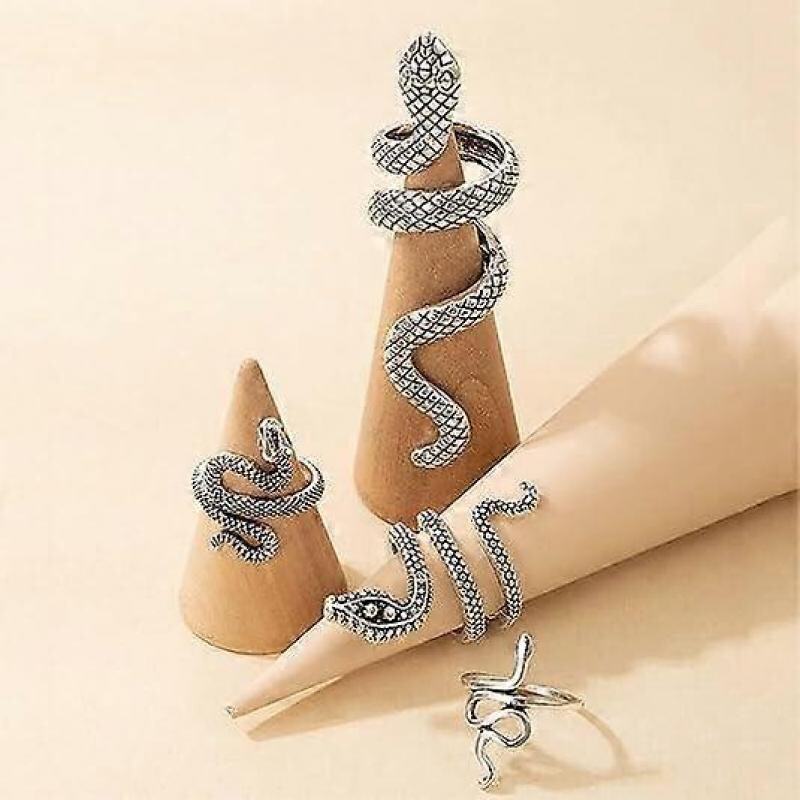 (Sliver) Snake Rings Snake Knuckle Stackable Rings Vintage Snake Finger ...