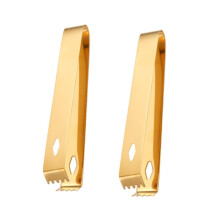 Eisclip Set 2 Stück Edelstahl Eiszange Servierzange Rostfreier Stahl Golden Lebensmittelklemme für Restaurant und Küche