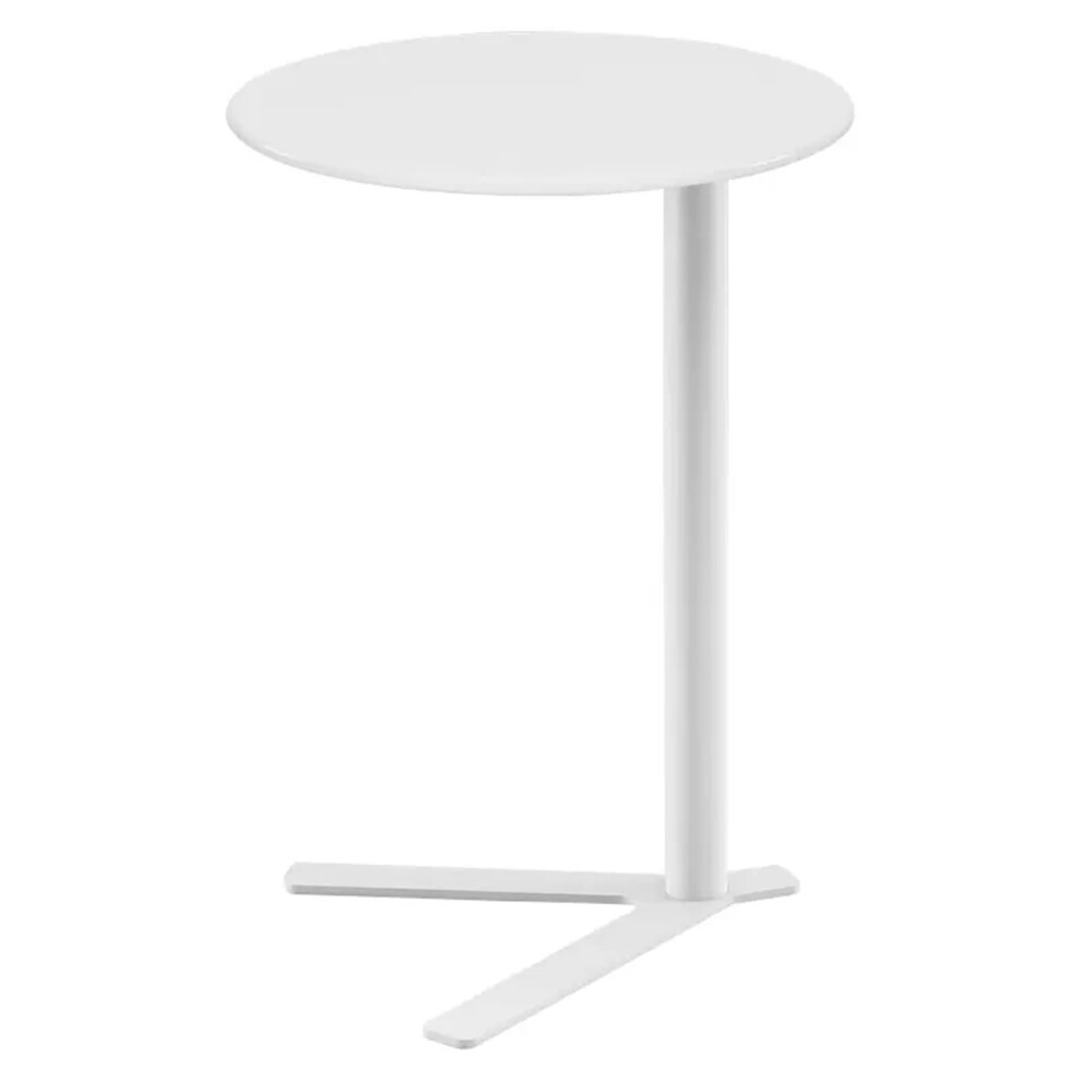 Bistro Pub Tables - Round Iron Top with Color Spray, V-Shaped Sofa Side Table - 18.8 Inch Top, 22/27 Inch Height, White-image-OPC-PJWVRVT-NEW