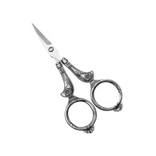 Vintage Embroidered Scissors for Sewing - Antique Stainless Steel Thread Snips, Retro Stitching Tool in Silver