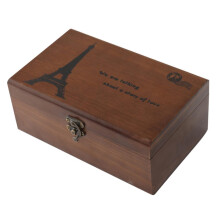 Sewing Storage Box Brown Wooden Organizer for Threads, Needles, Scissors, and Small Craft Supplies
