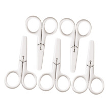Safety Scissors Set for Kids, Portable Stainless Steel Paper Scissors, White Craft Shears for Home Use, 5 Pieces