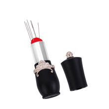 Lipstick-Shaped Pin Cushion Storage Case for Sewing Needles, Quilting Accessories, Black Sewing Tool Holder