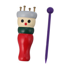 Knitting Dolly Set - 1 Piece Cord Maker in High-Quality Wood with Crochet Hook and Knitting Needles, 9 x 3 x 3 cm for DIY Crafts