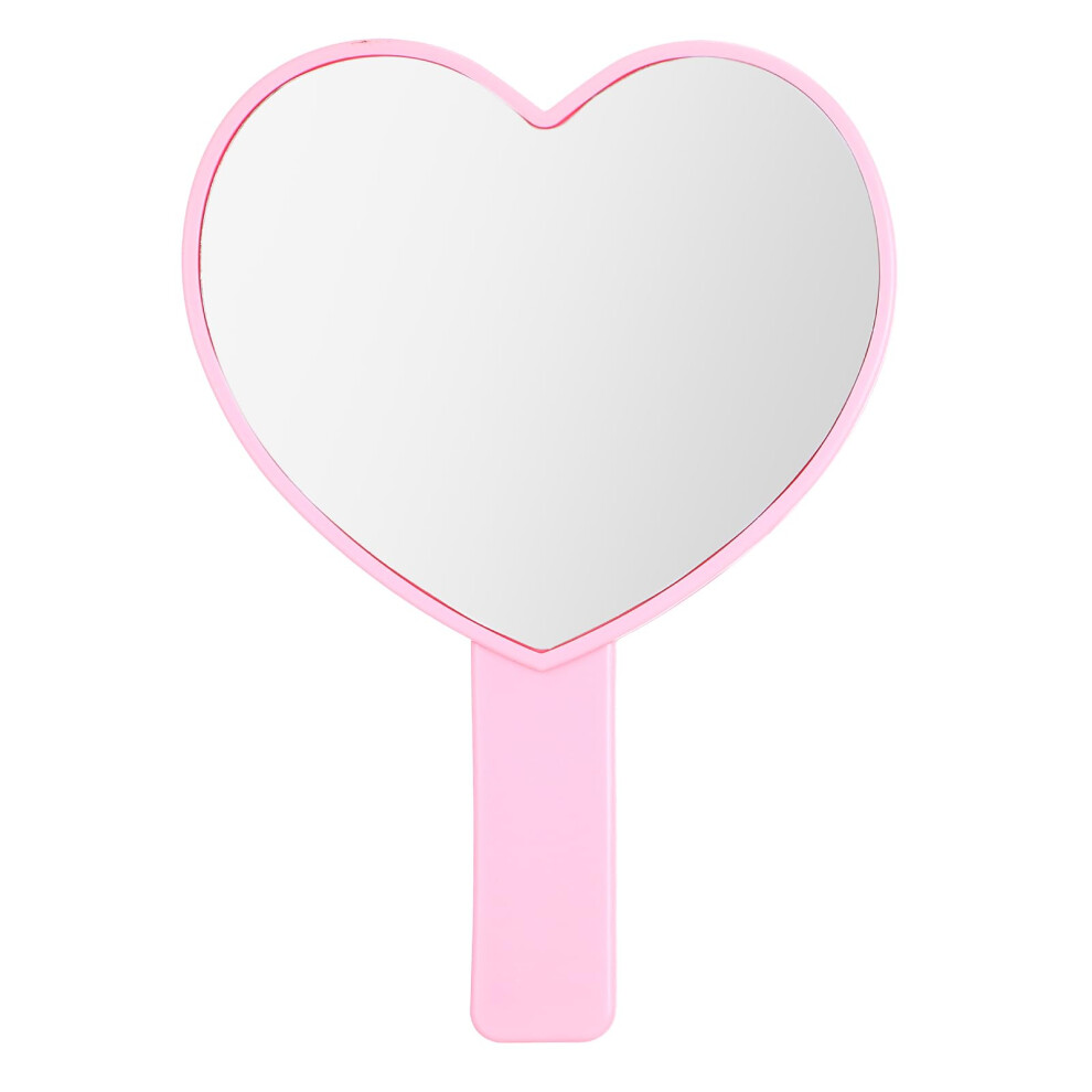 Heart Shaped Hand Mirror with Handle, Portable Pink Travel Makeup Mirror for Women and Girls, Mini Decorative Lash Mirror