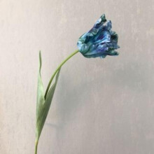 Parrot Tulip Artificial Flower Bouquet, Realistic 3D Printed Blue Tulips, 68 cm Decorative Vase Filler, Pack of 4