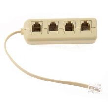 For Rj11 6p4c To 6p4c 4 Way Telephone Line Modular Splitter Adapter Beige