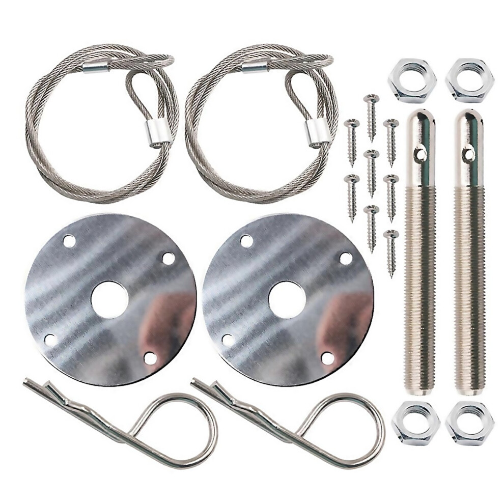 For Hood Pins Kit For Car Hood Pin Plate Lock Clip Kit Universal Engine Hood Pins Bonnet Locking Cat 6000000302986