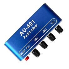 For Dc 5v12v Au401 Stereo Audio Mixer 4 Input 1 Output Individually Controls Board Sound Mixing Diy