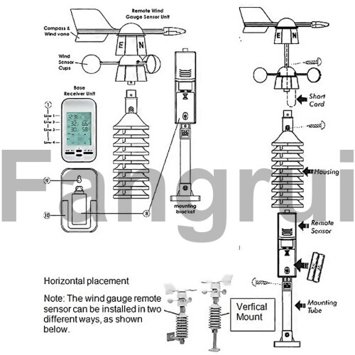 For Professional Wireless Weather Station Out Wind Speed Direction Sensor Digital Wind Temperature H 1