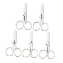Safety Scissors Pack of 5, Portable Paper Scissors, White Plastic Craft Scissors for Household and Art Projects