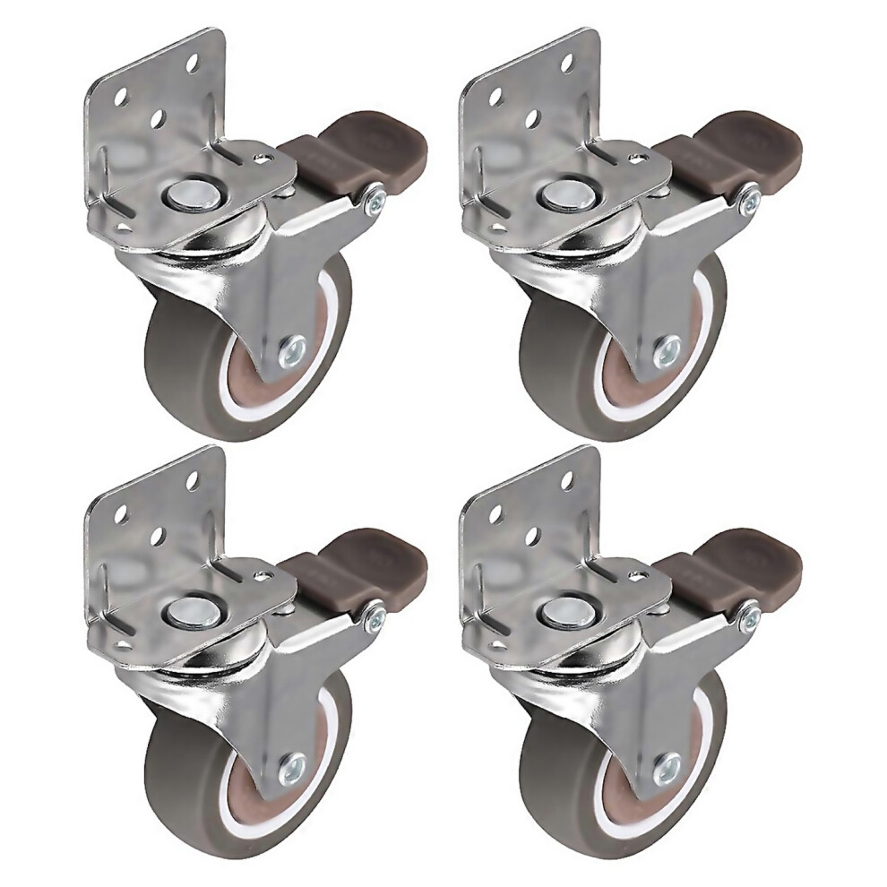 For Side Mount Casters 2 Inch Furniture Wheels Lshaped Rubber Casters Set Of 4 360Degree Locking 6934996934053