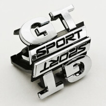 (Chrome) 3D ABS GT Sport Logo Car Front Grille Badge Emblem Sticker For Volkswagen VW Polo 4 5 6 Golf MK4 - MK8 Passat Touran Accessories