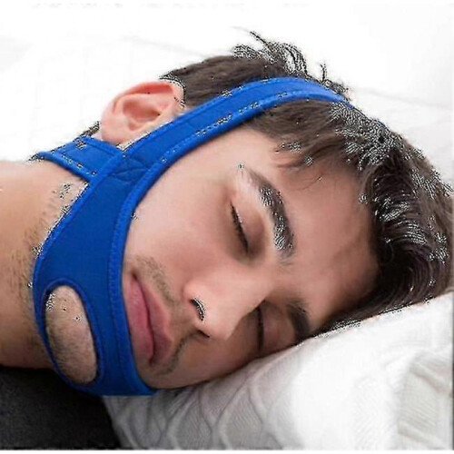 (New blue) Stop Snoring Chin Strap Belt