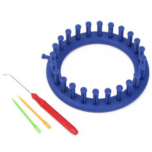 Circular Knitting Weave Kit for Scarves and Hats, 14cm Blue Loom with Hook Needle for DIY Crafts and Home Projects