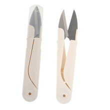Thread Scissors Pack of 2, Portable Yarn Scissors for Sewing and Crafts, Durable Plastic, White Finish, Ideal for Fabric Cutting
