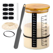 Generic Sauerteig Starter Container - Wide Mouth Glass Jars for Sourdough and Yogurt Fermentation Beginners