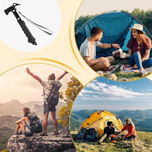 Non-Slip Tent Stake Puller, Lightweight Camping Hammer for Outdoor Use, Multifunctional Tool 2