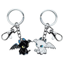 2pcs Couple Metal Keychain Dragon Shape Toothless Keychain Toothless Bag Hanger Gift Lover Child