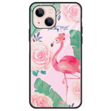 (Style F, Multicolor) For iPhone 13 6.1 inch Case,Pattern Design Hard Tempered Glass+PC Back TPU Frame Shockproof Cover