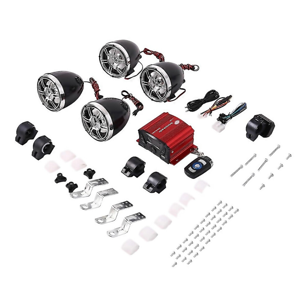 For 3 Inch Motorcycle Waterproof Bluetooth Speakers 4 Channel Amplifier Mp3 Music Sound Audio Stereo 9188805800382