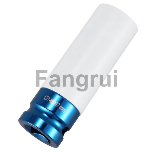For Alloy Wheel 12 Drive 17mm Set Thin Wall Deep Impact Nut Socket Blue 1
