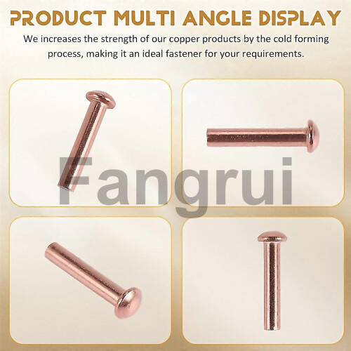 For 100 Pcs 564inch X 2564inch Round Head Copper Solid Rivets Fasteners 2