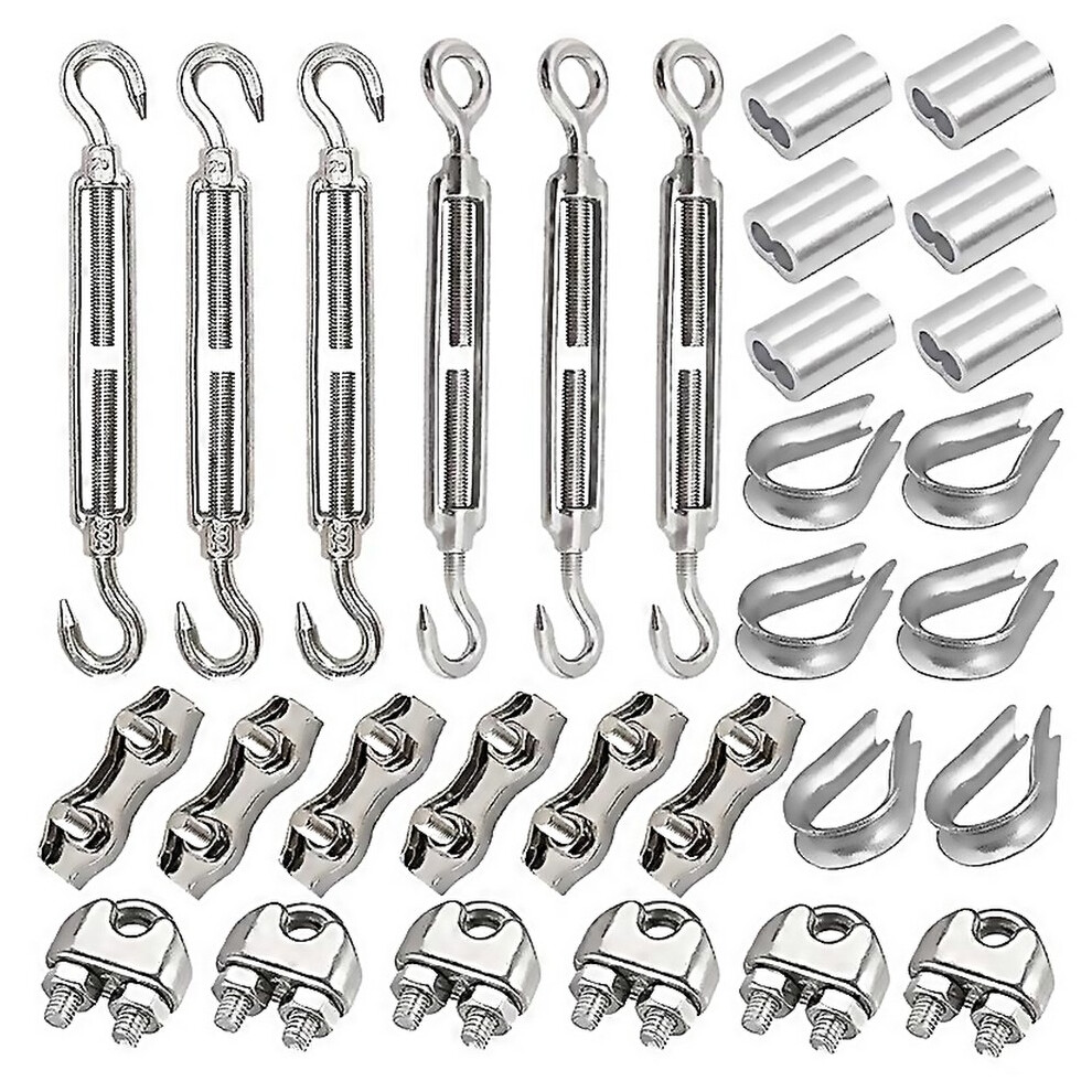 For 30 Turnbuckle M5 Wire Tensioner Set With Turnbuckle Wire Rope Clamp Thimbles Press Clamp For Tig 9188805808852