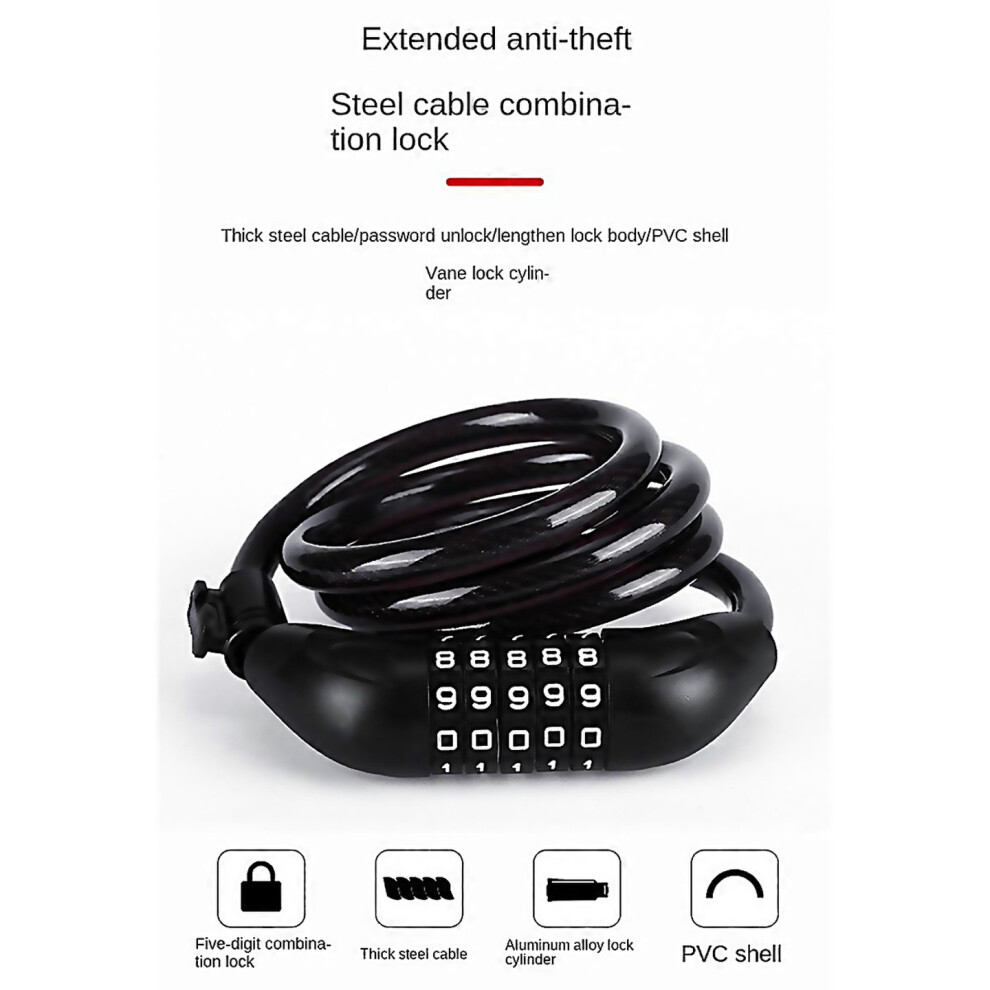 For Bicycle Locks Electric Bike Fivedigit Combination Locks Mountain Bike Bar Wire Rings Antitheft D-image-OPC-PJWWWGD-NEW