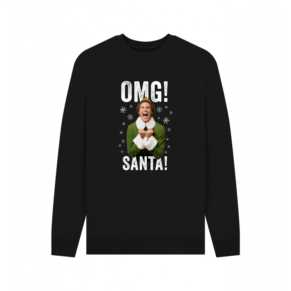 Elf Women's Black (Xxl, ) Unisex Adult Omg Santa Sweatshirt