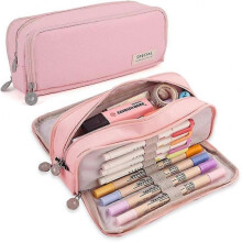 Large Pencil Case 3 Compartments Pencil Pouch Big Capacity Pencil Bag Oxford Stationery Storage Pen Bag Cosmetic Makeup Pouch for Women Girls