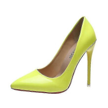 (35, YELLOW) Women's Shoes Pump Leather Pointed Toe Classic Pumps