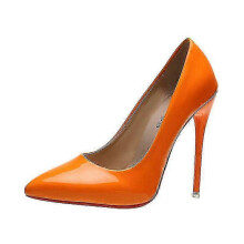 (40, ORANGE) Women's Shoes Pump Leather Pointed Toe Classic Pumps