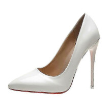 (43, WHITE) Women's Shoes Pump Leather Pointed Toe Classic Pumps