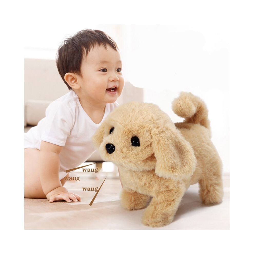 ( Retriever) Dog Electronic Robot Lifelike Walking Barking Wagging Tail Plush Puppy Cute Golden