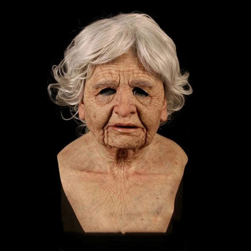 (Old Woman) Latex Old Realistic Man Face Mask Disguise Fancy Dress Cosplay Halloween Costume