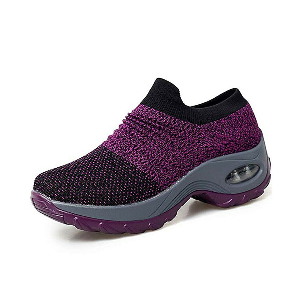 (Purple, EU36) Womens Trainers Mesh Sport Running Sneakers Slip Tennis Breathable Sock Shoes-image-OPC-PJWYMVS-NEW