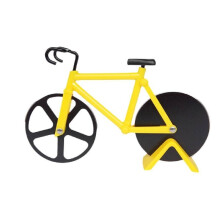 (Yellow) Wheel Bicycle Pizza Knife Funny Housewarming Gift Stainless Steel Slicer Pizza